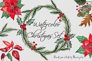 Watercolor Christmas Leaves Set, an Illustration by MaraquelaStudio (Thumbnail 1 of 7)