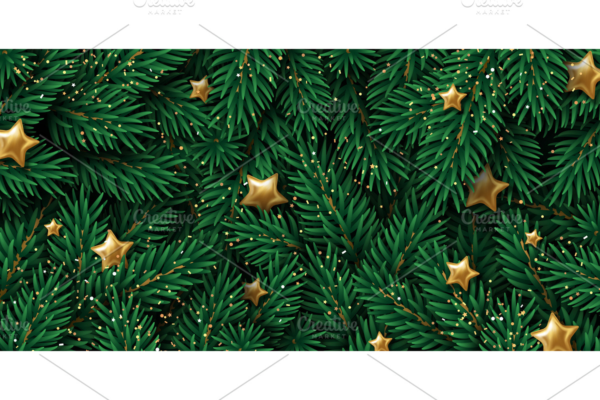 Christmas tree gold stars, an Object Illustration by kotoffei