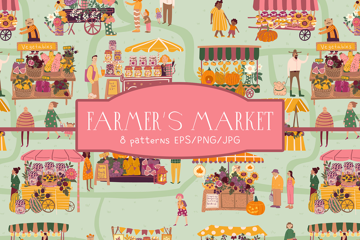 Autumn farm market patterns, a Pattern Graphic by Carpet Tapete Pretzel (Photo 1 of 14)