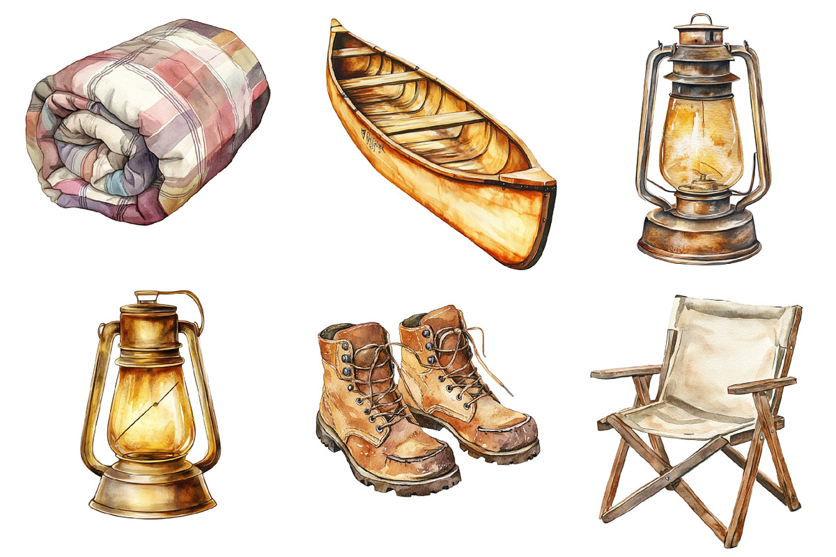 Vintage Spring Camping Clipart, an Illustration by SinaCreation (Photo 3 of 5)