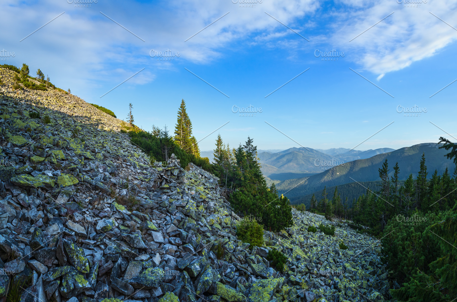 Summer Carpathian mountains evening view. Stony Gorgany massif,, a Nature Photo by YuriyB