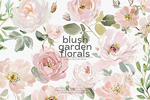 Blush floral clipart set, an Illustration by Patishop Art