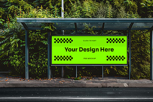 Billboard Mockup On Urban Bus Stop