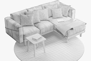 Four-seat Sofa 3d Model