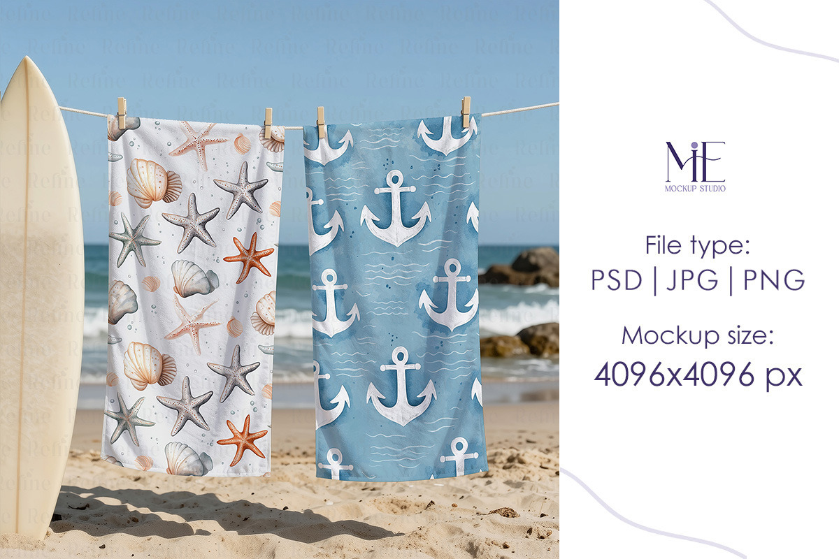 Beach Towels Mockup 30x60 Set, a Household Mockup by Mie Mockup Studio (Photo 3 of 10)
