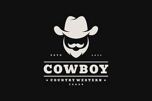 Vintage Retro Cowboy Texas West Logo