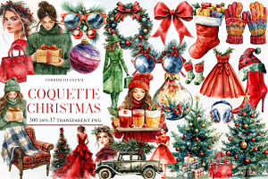Coquette Christmas Clipart, an Illustration by Designworld