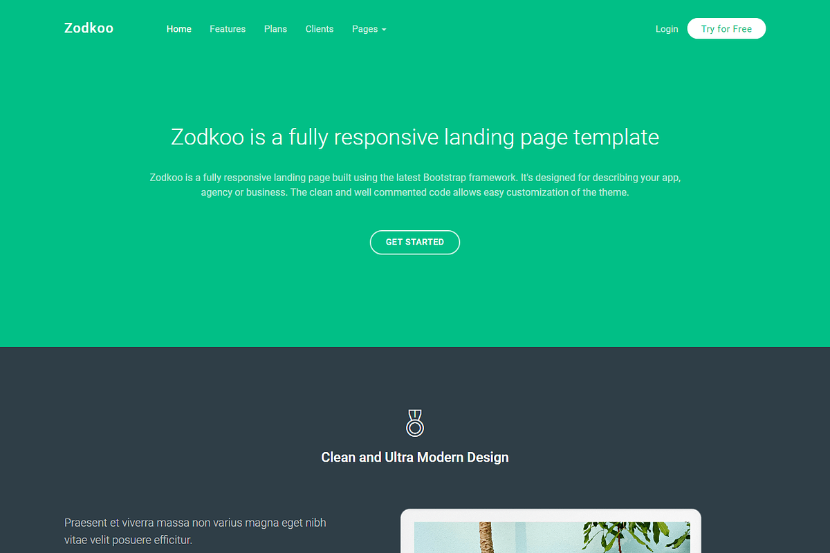 Zodkoo - Multipurpose Landing Page, a Bootstrap Template by Coderthemes (Photo 4 of 5)