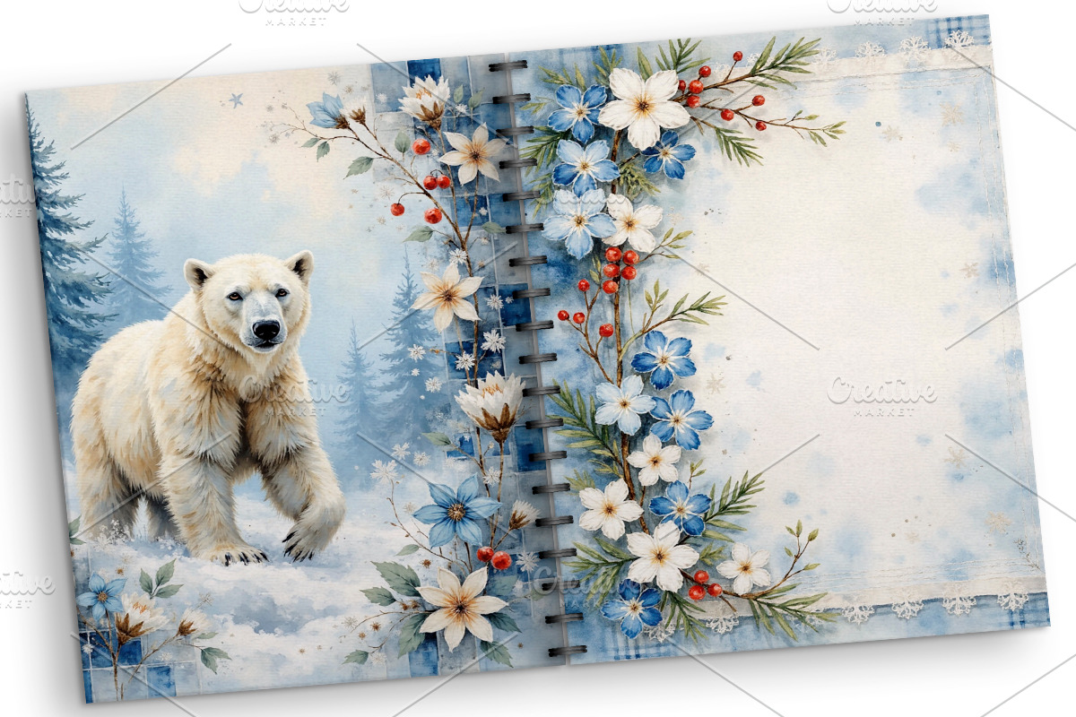 Woodland Winter Junk Journal Pages., a Seasonal Illustration by GalaDesign03 (Photo 5 of 7)