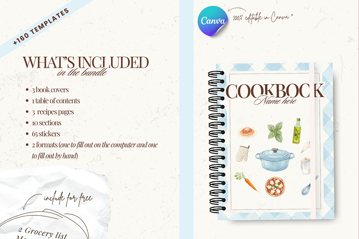 Printable family cookbook template, a Social Media Template by PixelBloomClub (Photo 6 of 8)