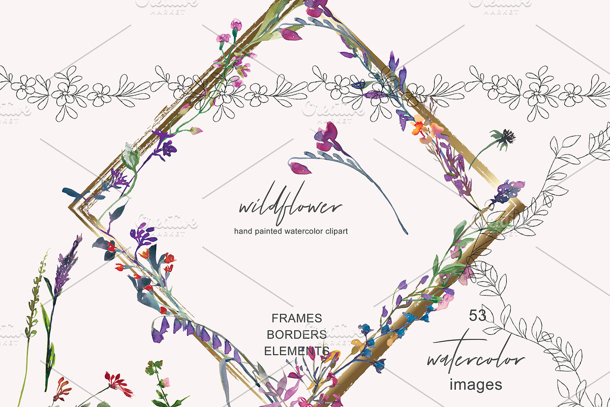 Watercolor Wildflower Clipart, an Illustration by Patishop Art (Photo 5 of 9)