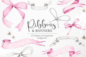 Watercolor Ribbons & Banners - PNG