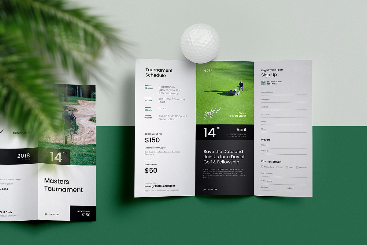 Golf Tournament Trifold Brochure, a Brochure Template by IdealUI (Photo 4 of 4)
