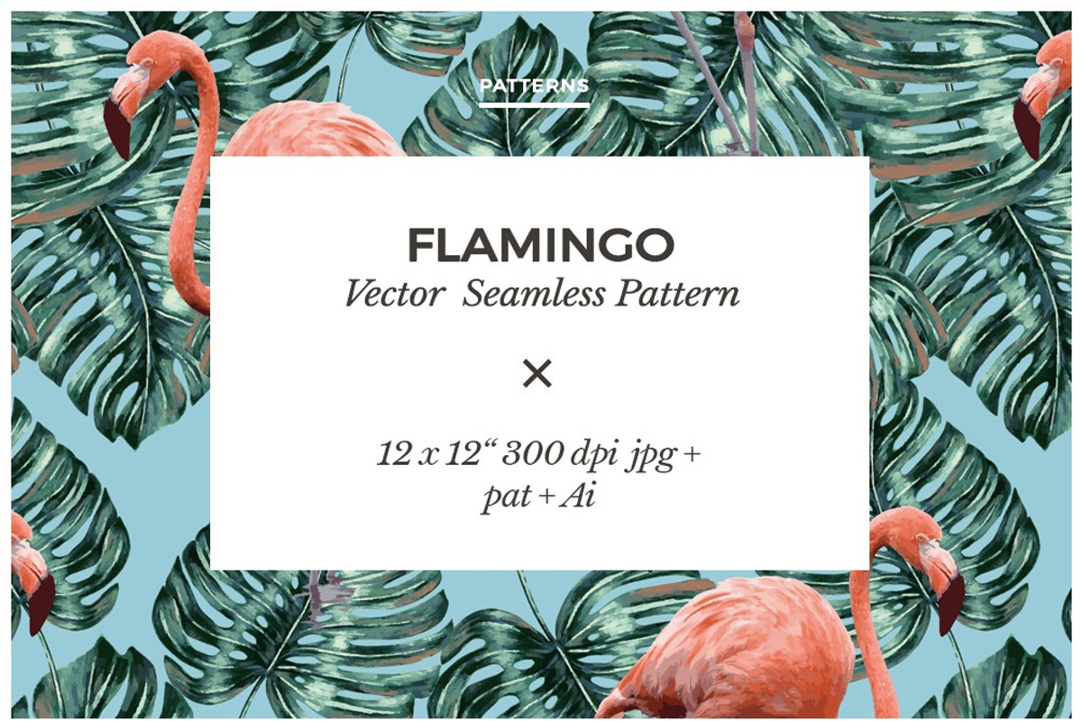 Flamingo Vector Seamless Pattern, a Pattern Graphic by Human-made. Made to feel. (Photo 1 of 4)