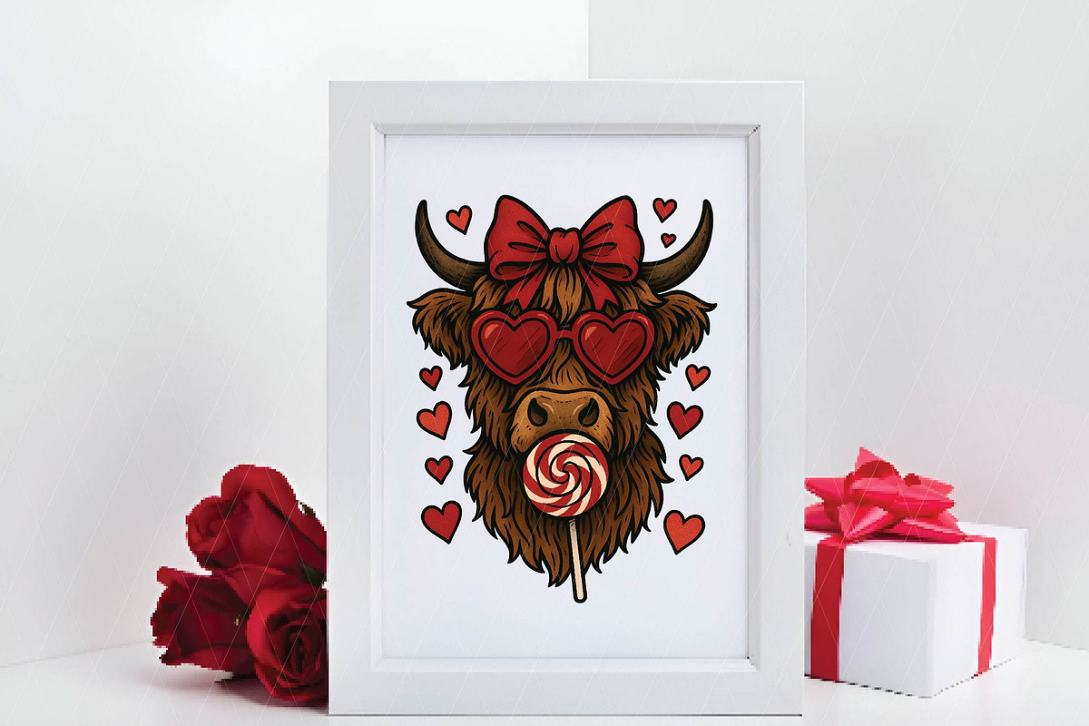Highland Cow png, Valentine Coquette, an Illustration by DreamPrint404 (Photo 7 of 8)