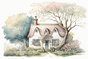 Spring Cottage Watercolor Collection, a Seasonal Illustration by OREJE (Thumbnail 6 of 17)