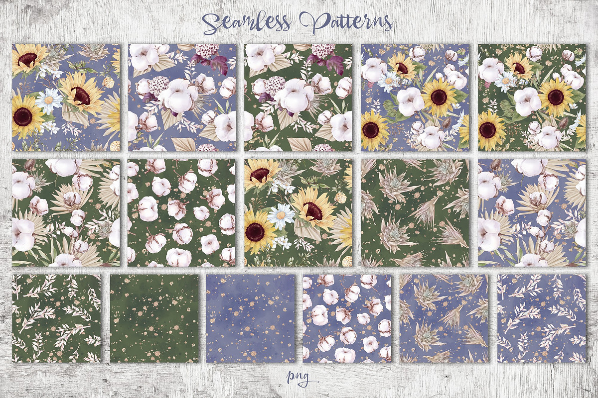 Watercolor Sunflowers and Cotton, an Illustration by Yuliya Art (Photo 22 of 24)