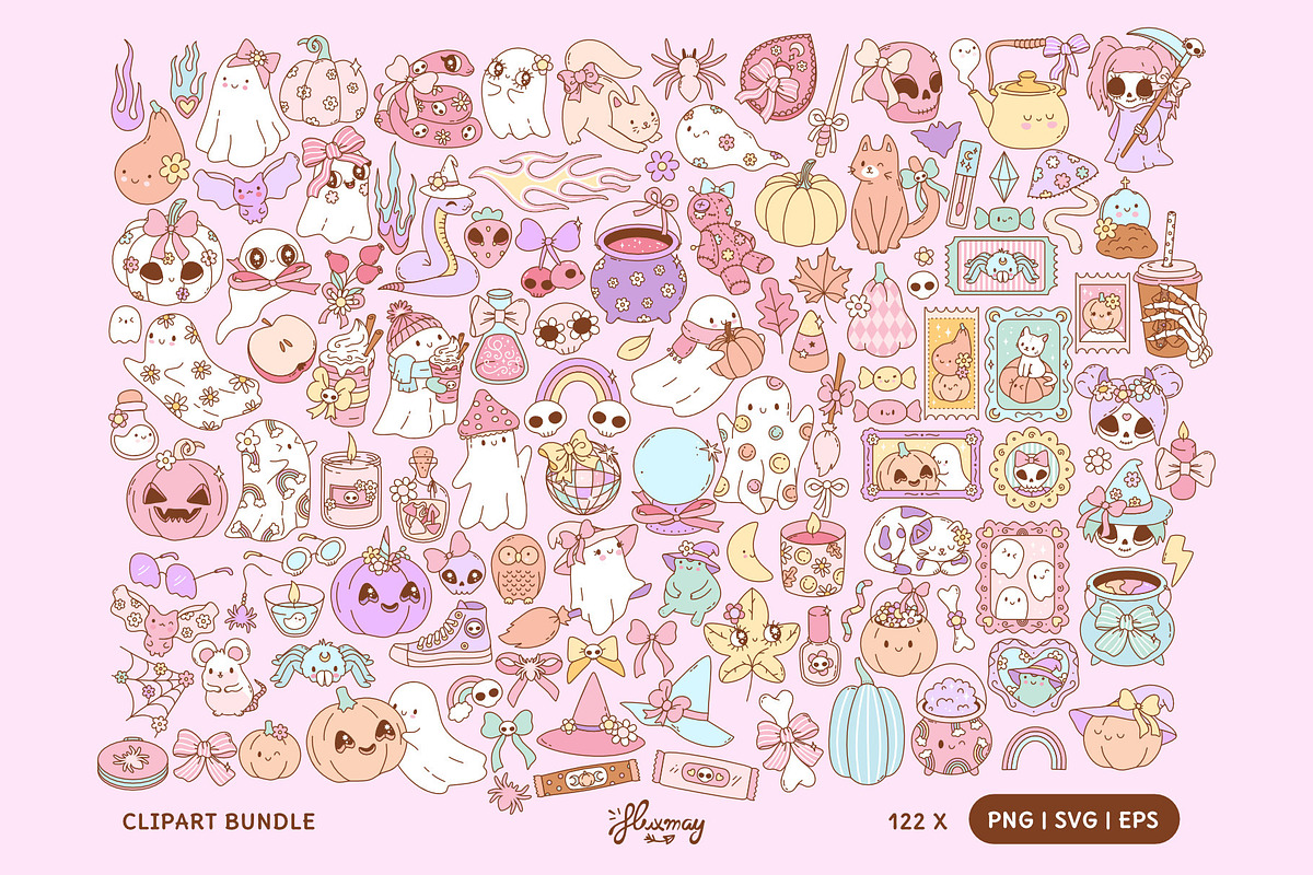 Too Cute to Spook – Pastel Halloween, a Seasonal Illustration by Huxmay (Photo 2 of 7)