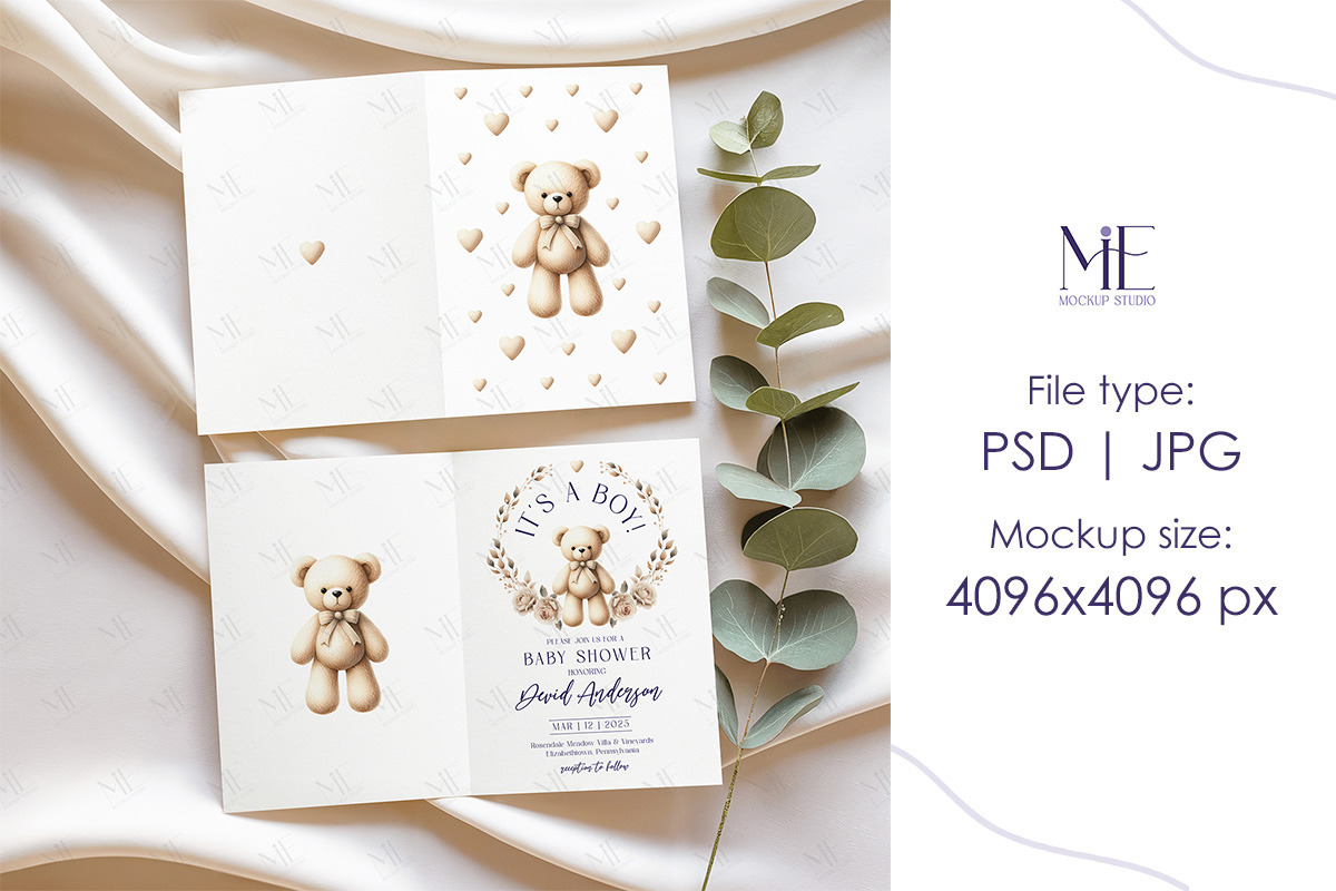 Bifold Card Mockup Folded Invitation, an Advertising Mockup by Mie Mockup Studio (Photo 7 of 7)