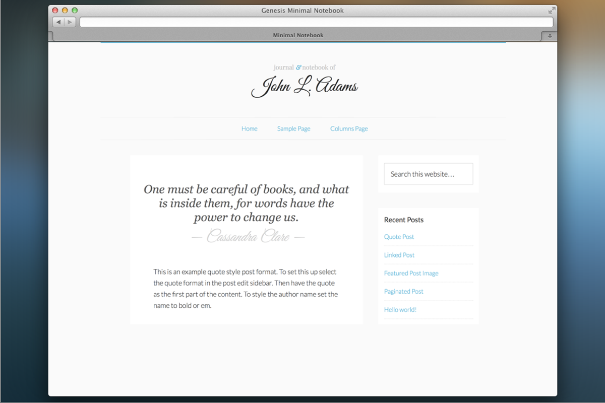 Responsive Minimal Notebook, a WordPress Template by Eric Barnes (Photo 1 of 4)