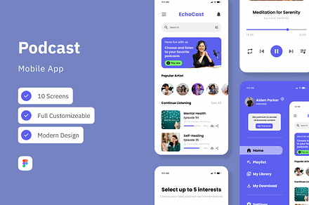 EchoCast - Podcast Mobile App, an App Template by trabaskriya
