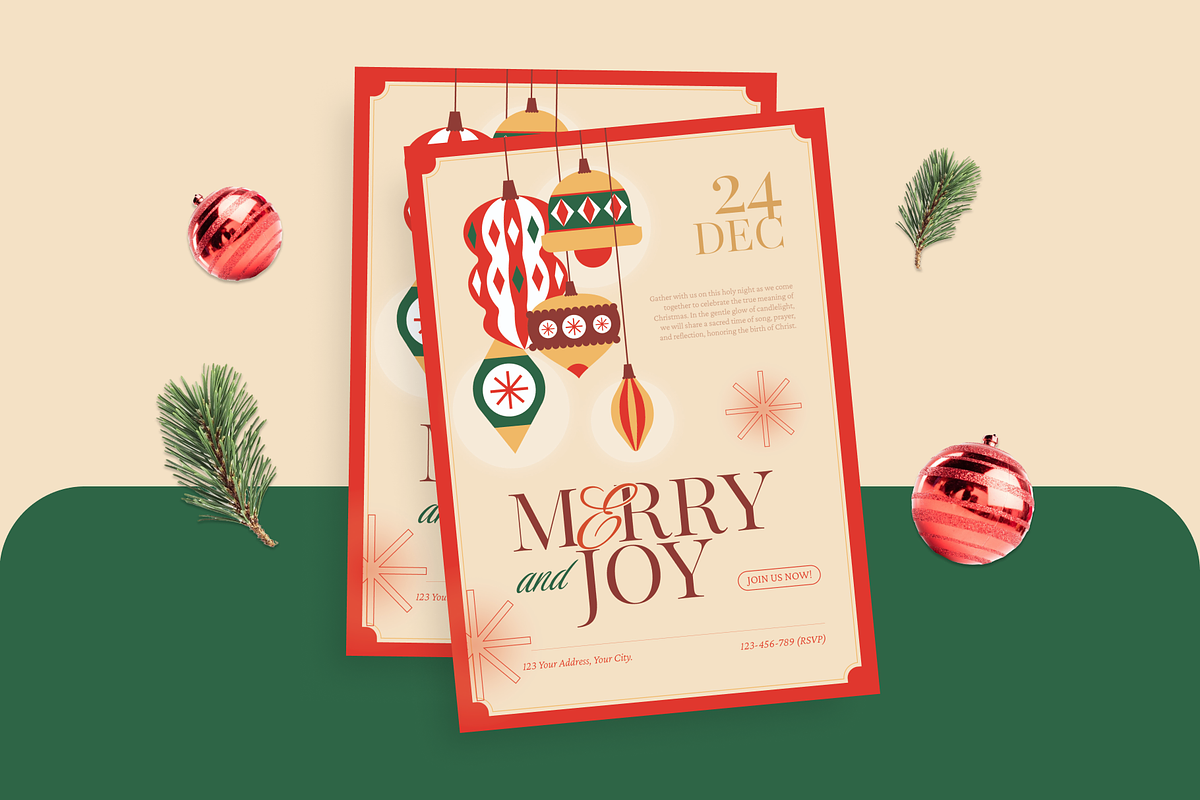 Vintage Minimalist Christmas Flyer, a Flyer Template by Pink Bunny Studio (Photo 1 of 3)