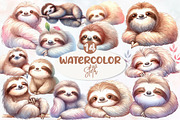 Watercolor Sloth clipart, an Illustration by Designworld (Thumbnail 1 of 5)