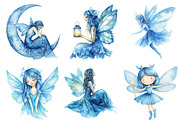 Watercolor Blue Fairy Clipart PNG, an Illustration by SinaCreation (Thumbnail 4 of 5)