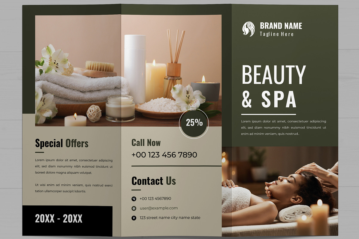 Spa Trifold Brochure Template Layout, a Brochure Template by MightyDesign (Photo 3 of 7)