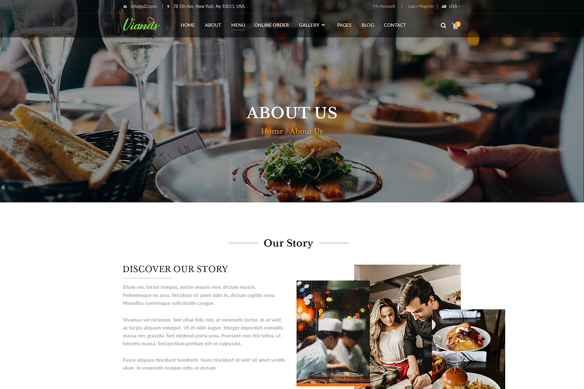 Viands Restaurant PSD Template, a Landing Page Template by Andit themes (Photo 9 of 20)