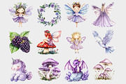 Watercolor Magical Fairies Clipart, a Seasonal Illustration by Design Market (Thumbnail 3 of 4)