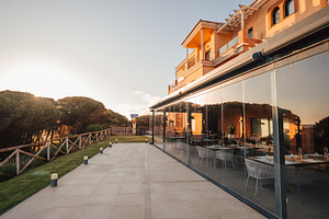 Modern terrace at golden sunset, an Architecture Photo by SkyNext