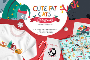 Cute fat cats. Christmas collection.