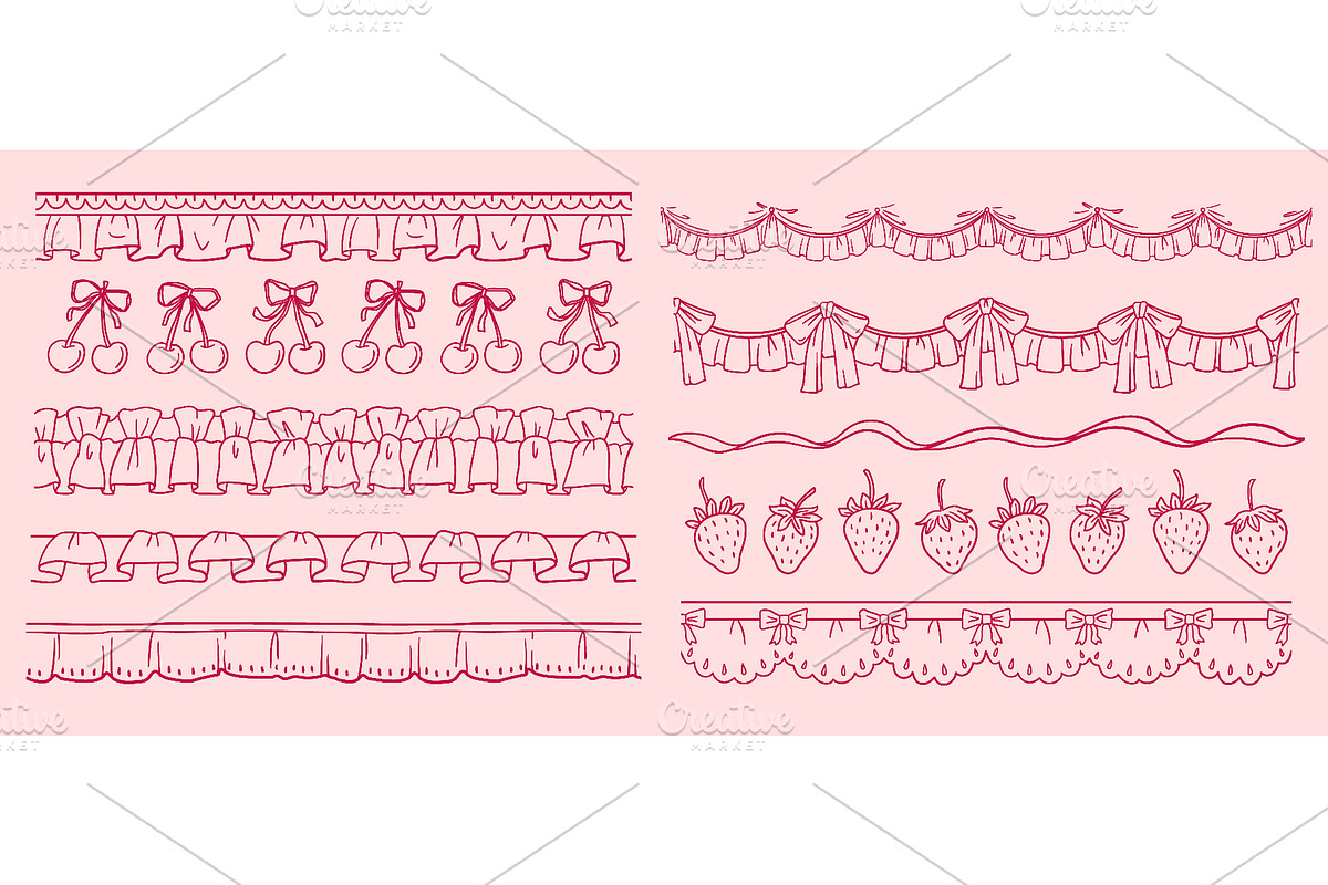 Vintage coquette lace dividers set, a Decorative Illustration by Ksania