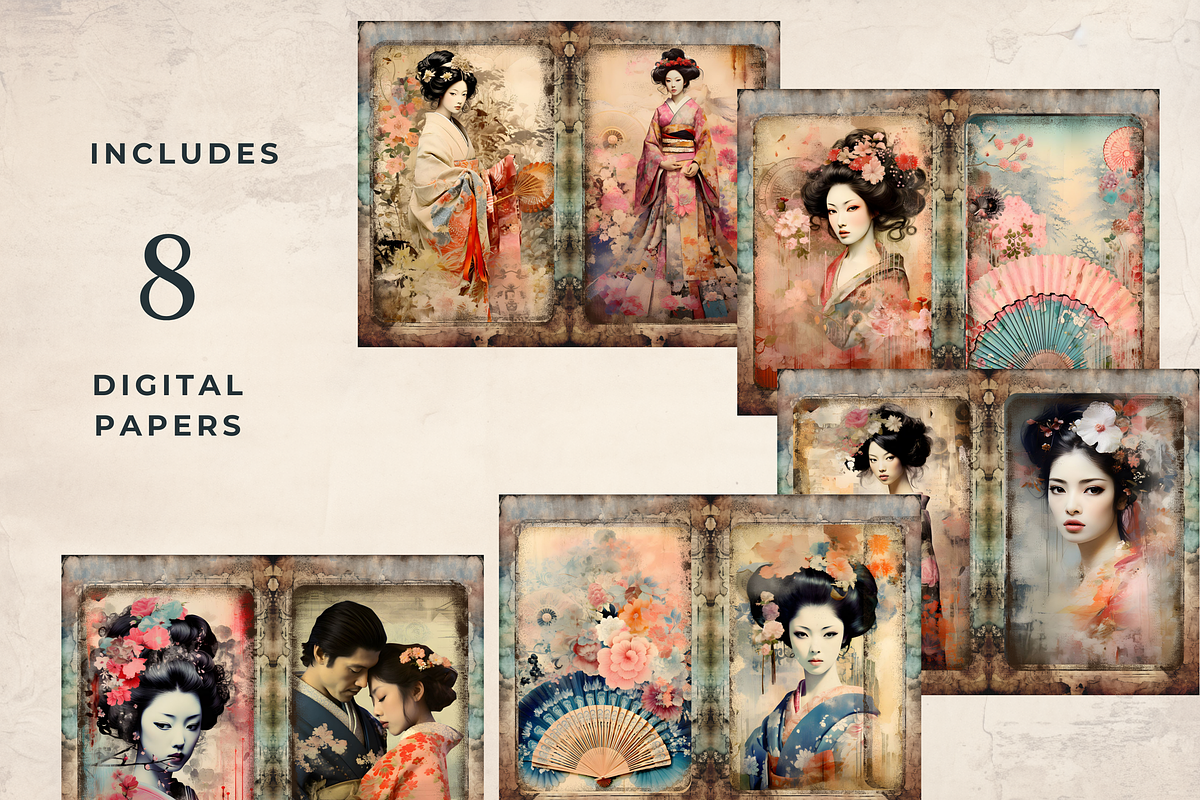 MEDIEVAL GEISHA JUNK JOURNAL KIT, a Person Illustration by Daring Digies (Photo 2 of 5)