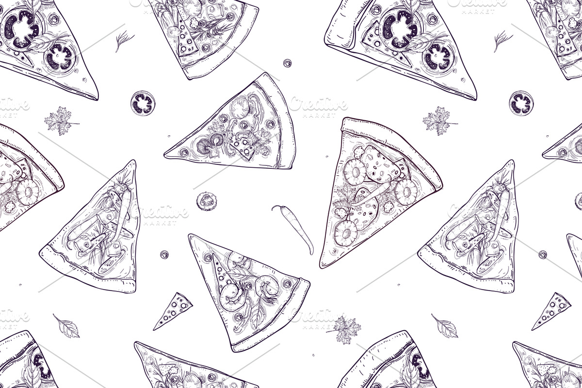 Slices of different pizza types, a Food Illustration by Good Studio (Photo 11 of 19)