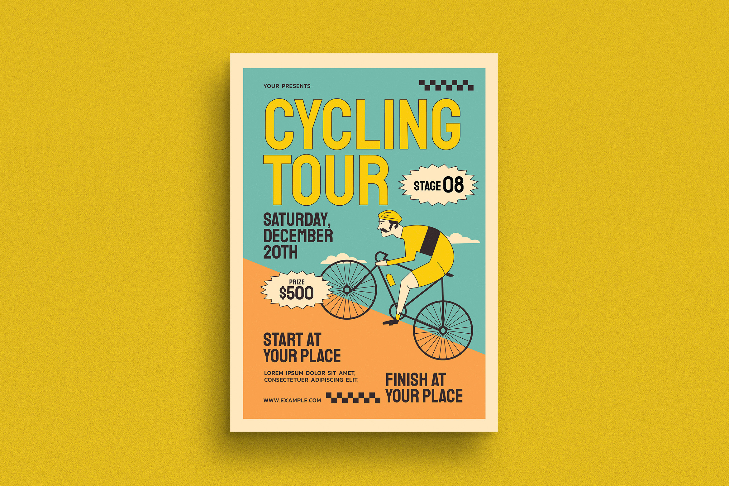 Retro Cycling Tour Event Flyer, a Flyer Template by Guuver