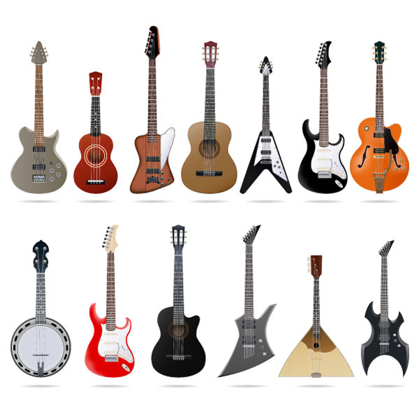 Acoustic And Electric Guitars Set by Equipoise  Creative Market