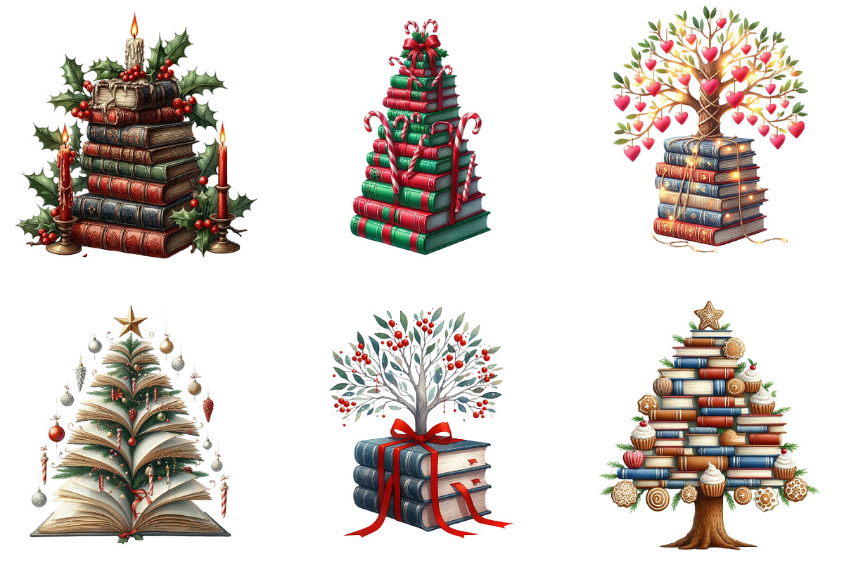 Christmas Books Tree Clipart, an Illustration by DreamArtGraphic (Photo 5 of 6)