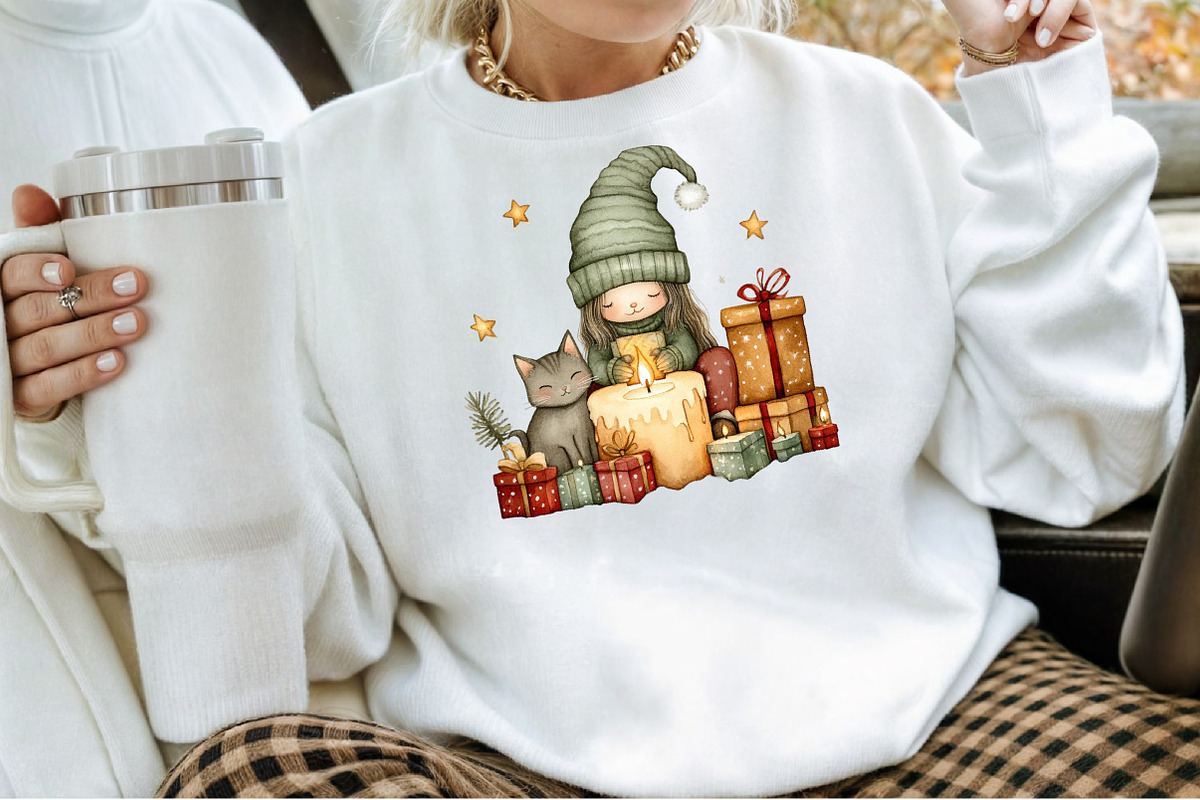 Cute LIttle Girl Gnome and Cat Clipa, an Illustration by Sublimation Artist (Photo 4 of 6)