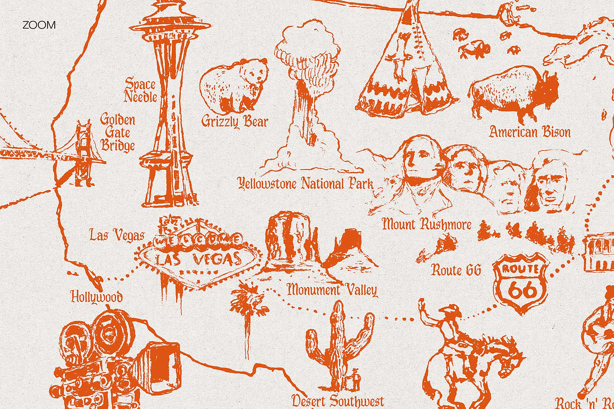 United States Hand-Drawn Map, an Empty State Illustration by TheMountBirdStudio (Photo 7 of 9)