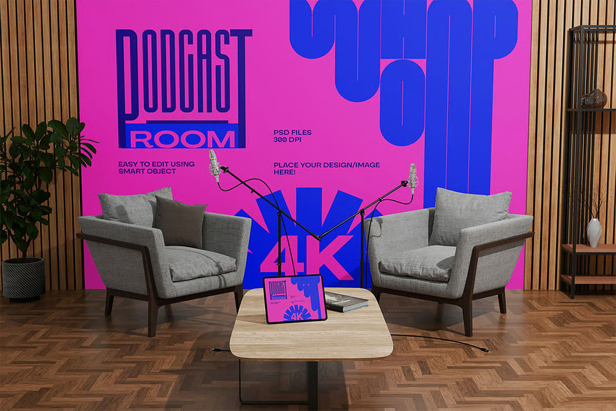 Podcast Room Mockup, an iPad Mockup by zphotographystudio (Photo 4 of 4)