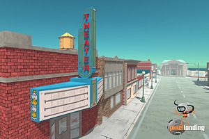 Small Town Main Street:Toon Low Poly