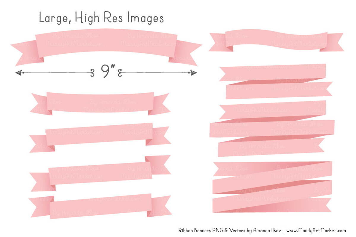 Soft Pink Ribbon Banner Clipart, an Illustration by Amanda Ilkov (Photo 3 of 4)