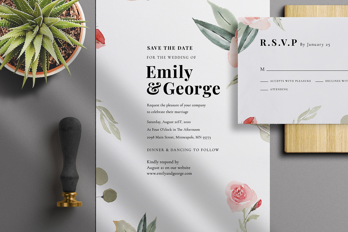 Watercolour Floral Wedding Suite, an Invitation Template by Azka Creative (Photo 3 of 9)