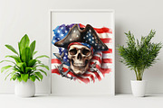 Watercolor American Flag Skull Subli, an Illustration by SVGArt (Thumbnail 6 of 7)