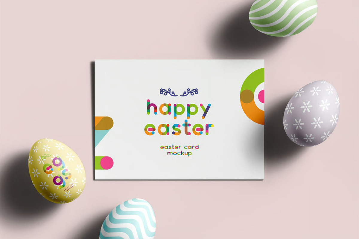 Easter Eggs & Card Mockup, an Advertising Mockup by zippypixelstudio (Photo 7 of 8)