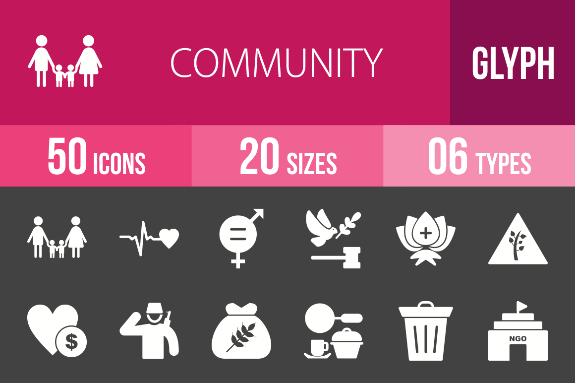 50 Community Glyph Inverted Icons, an Icon by IconBunny