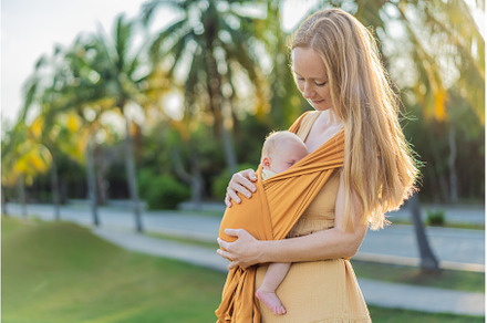 Mother holding her little baby in a