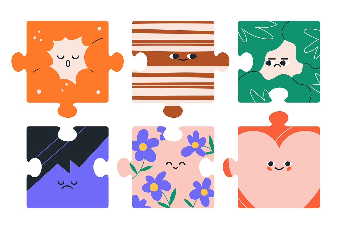 Funny puzzle characters with faces, an Object Illustration by Good Studio (Photo 3 of 5)